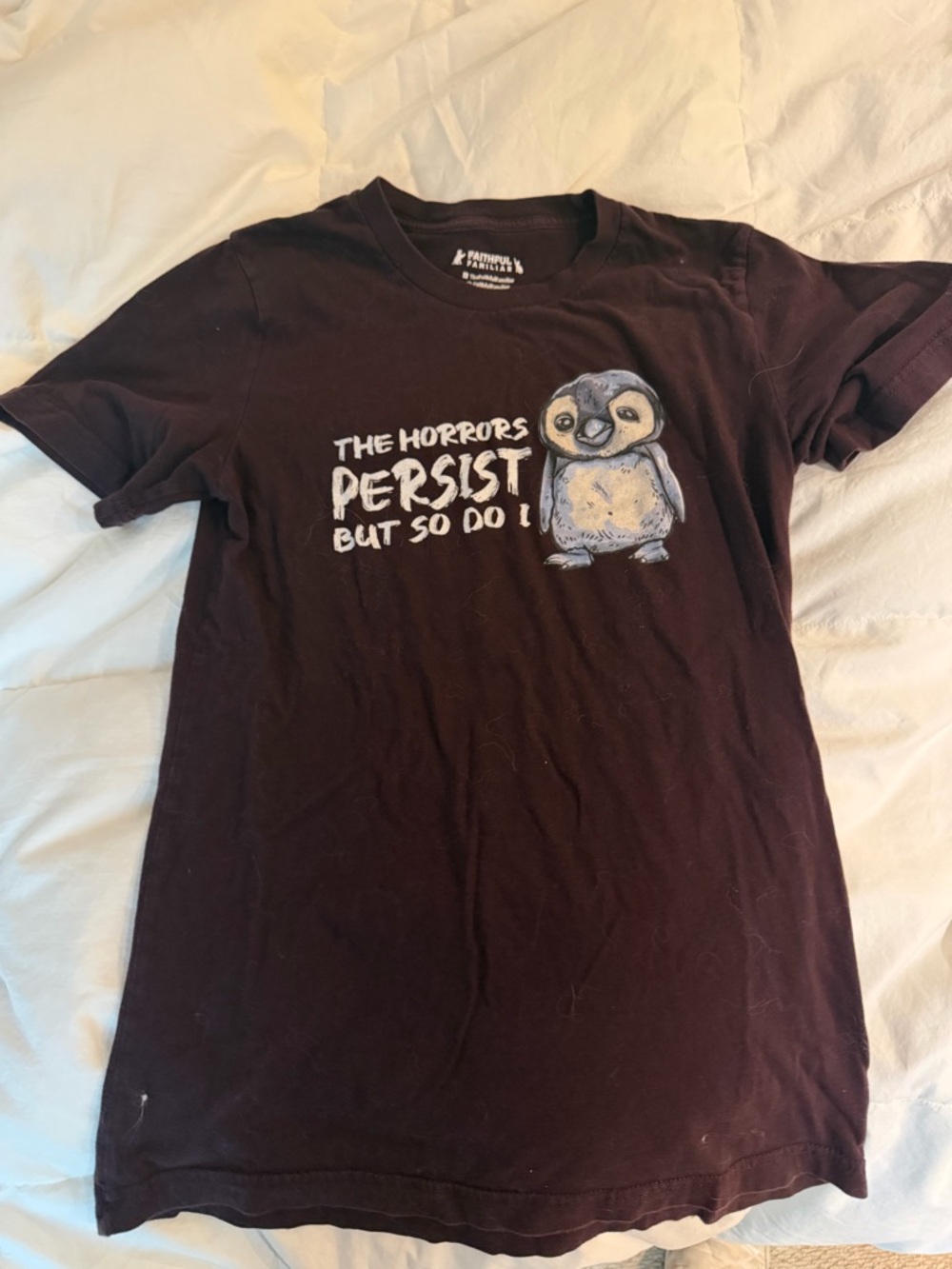 Graphic Tee - Horrors Persist - Comfort Colors tee in Oxblood. Size small.